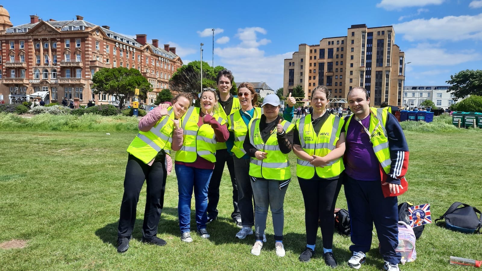 Volunteers looking happy